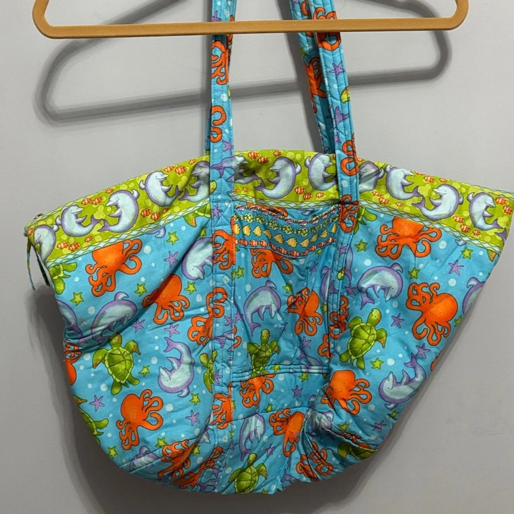Custom quilted “under the sea” baby bag with lots of pockets!